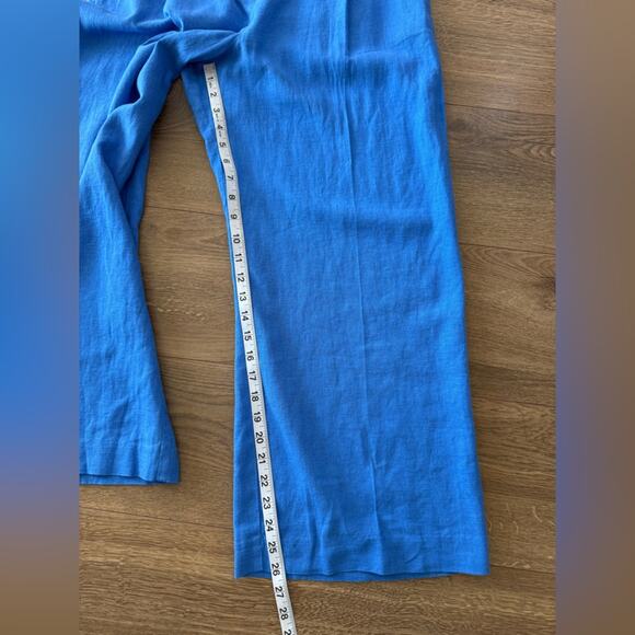 NWT J. Crew Factory Linen-Blend Pleated Wide Leg Crop Pant Blue Size 10 - Picture 11 of 11